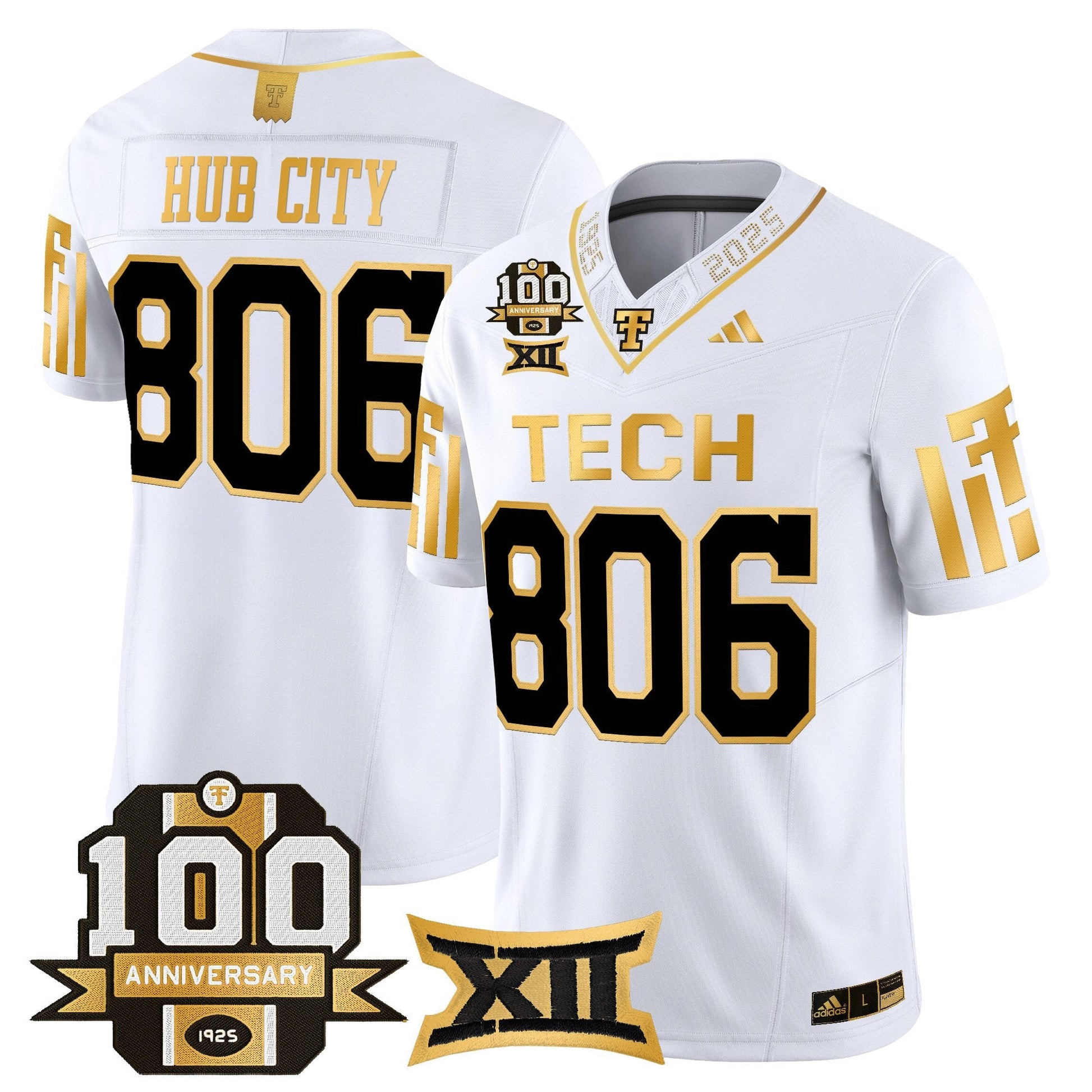 Men's Texas Tech Red Raiders 2025 Gold Vapor Limited Jersey - 100th Anniversary Patch - All Stitched