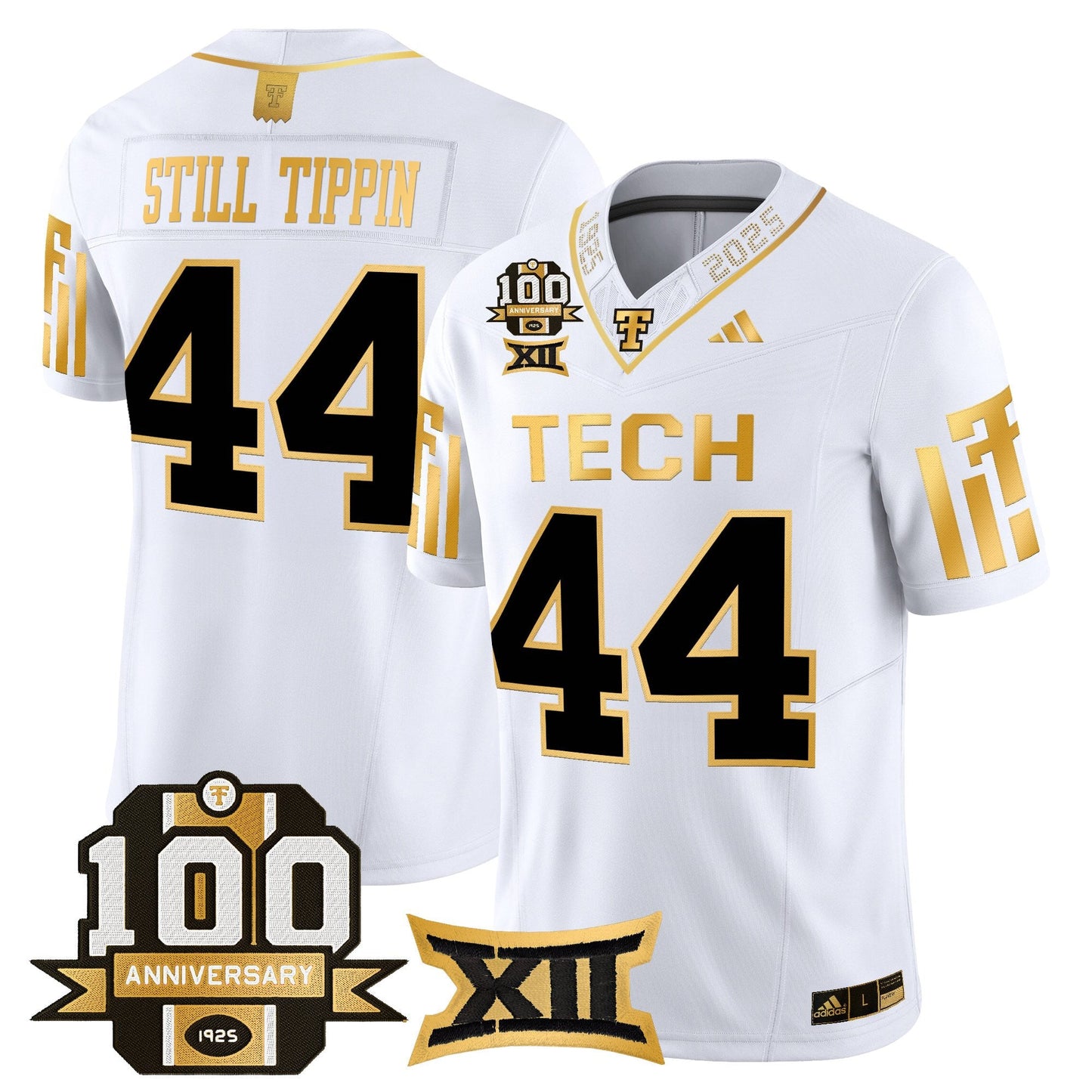 Men's Texas Tech Red Raiders 2025 Gold Vapor Limited Jersey - 100th Anniversary Patch - All Stitched