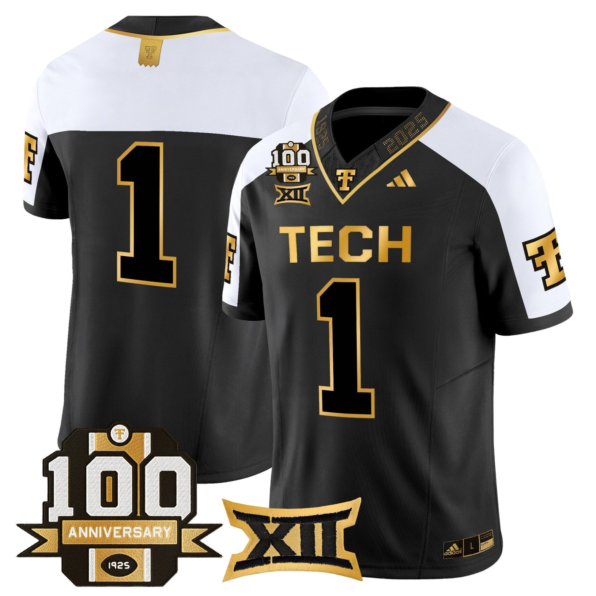 Men's Texas Tech Red Raiders 2025 Gold Vapor Limited Jersey - 100th Anniversary Patch - All Stitched