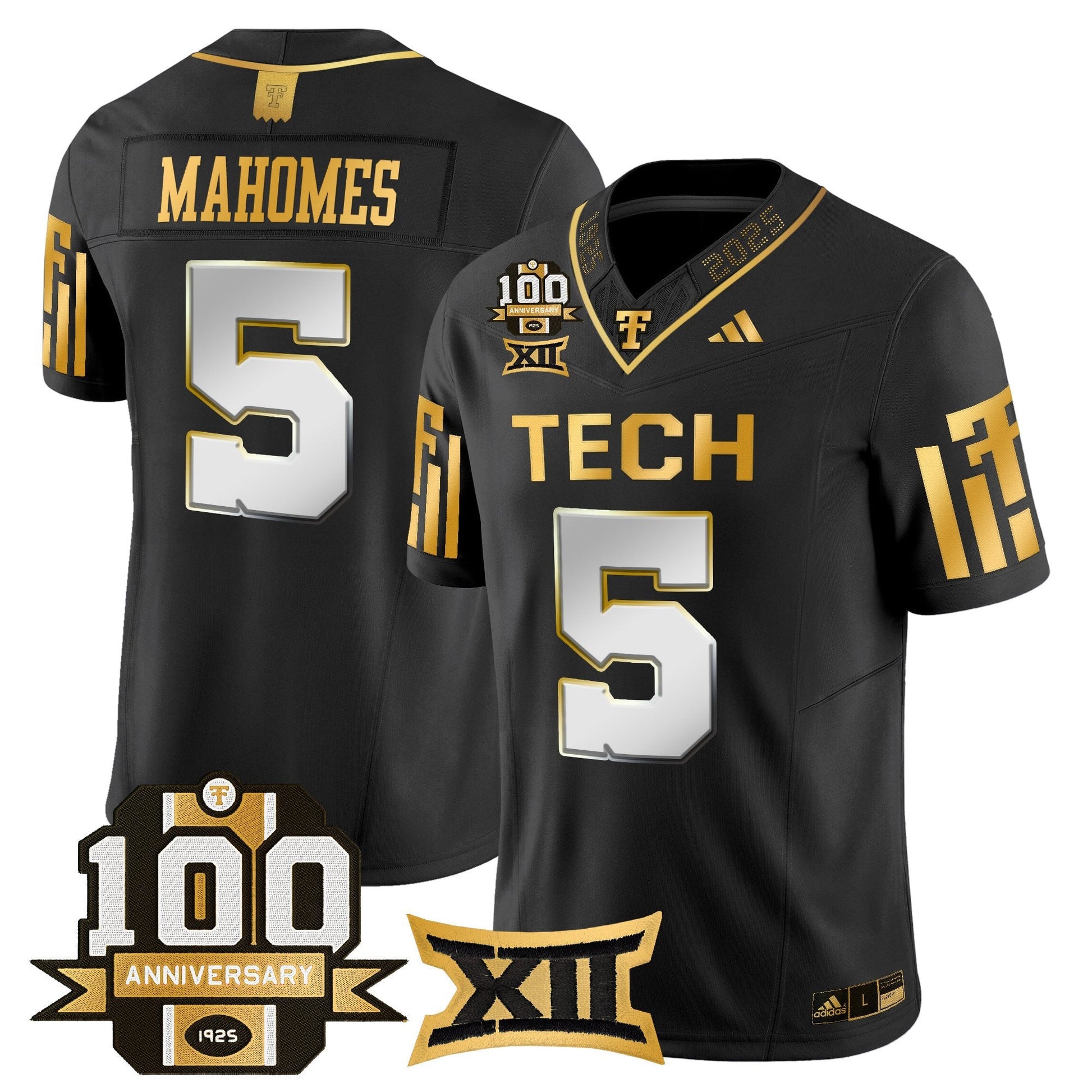 Men's Texas Tech Red Raiders 2025 Gold Vapor Limited Jersey - 100th Anniversary Patch - All Stitched