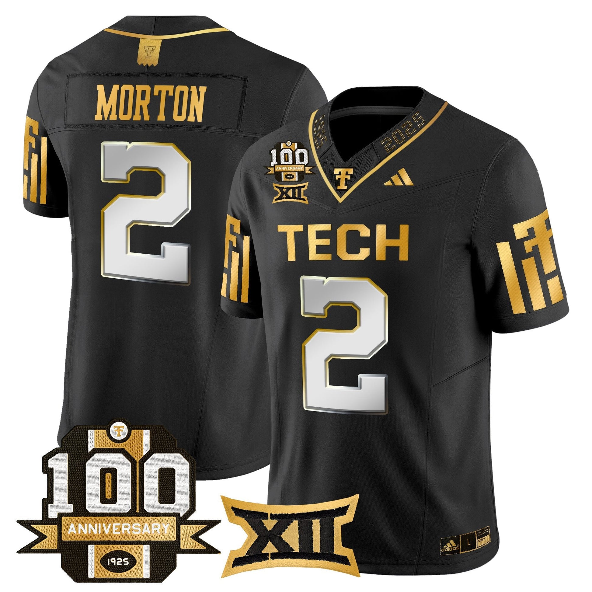 Men's Texas Tech Red Raiders 2025 Gold Vapor Limited Jersey - 100th Anniversary Patch - All Stitched