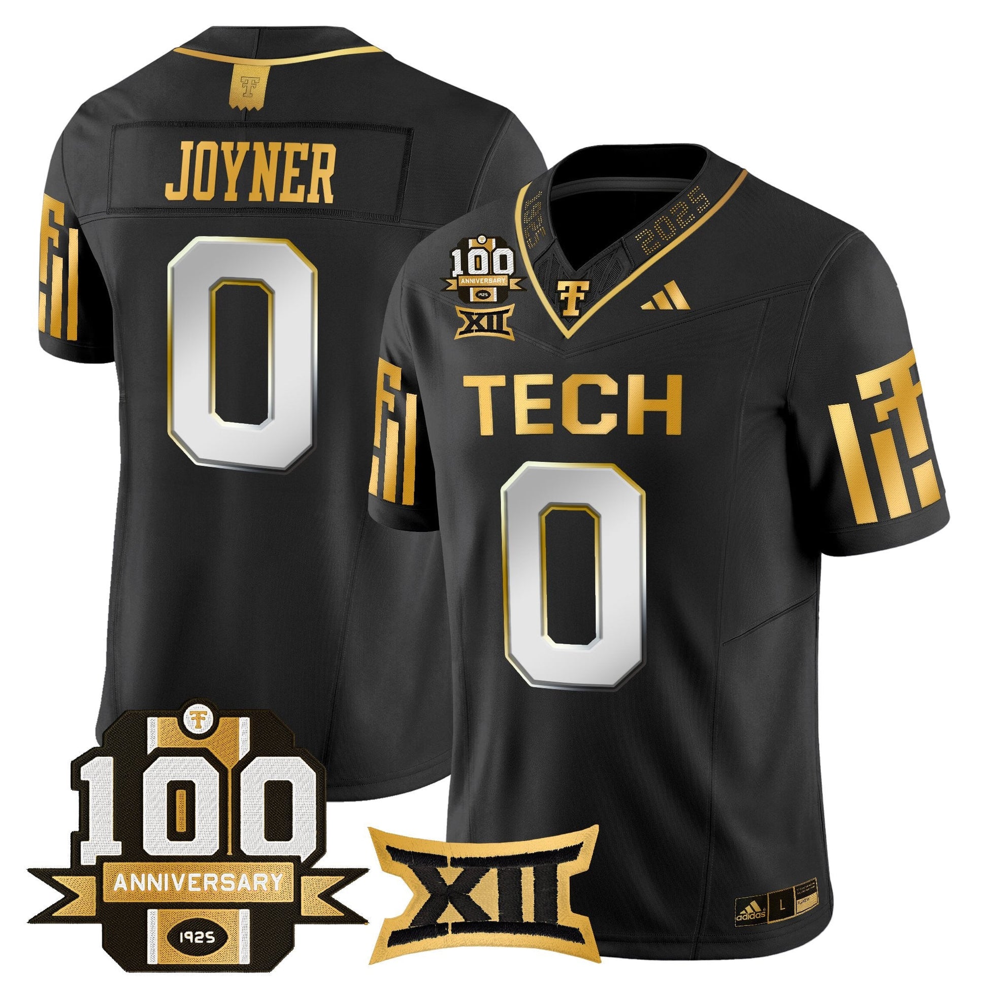 Men's Texas Tech Red Raiders 2025 Gold Vapor Limited Jersey - 100th Anniversary Patch - All Stitched