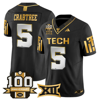 Men's Texas Tech Red Raiders 2025 Gold Vapor Limited Jersey - 100th Anniversary Patch - All Stitched