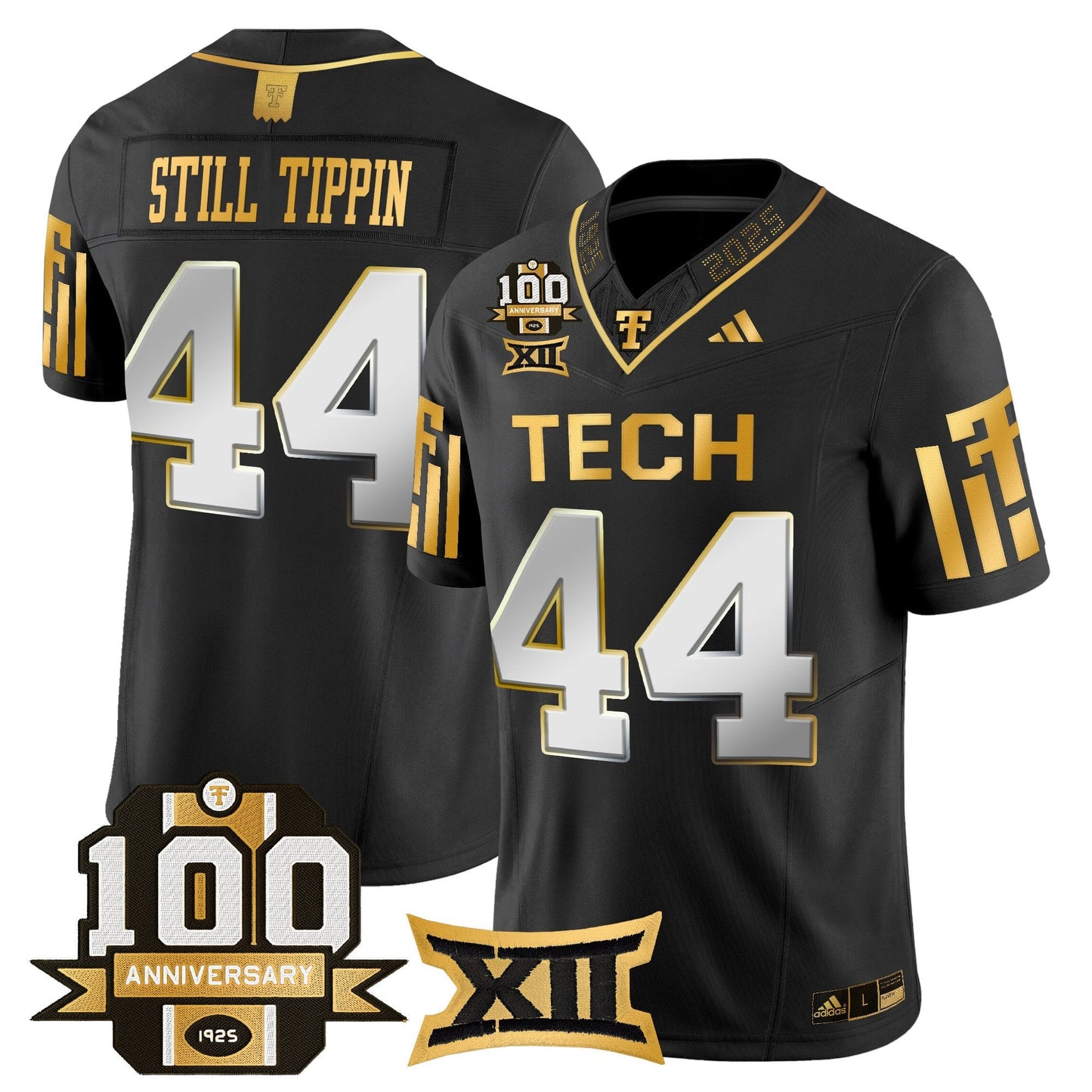 Men's Texas Tech Red Raiders 2025 Gold Vapor Limited Jersey - 100th Anniversary Patch - All Stitched