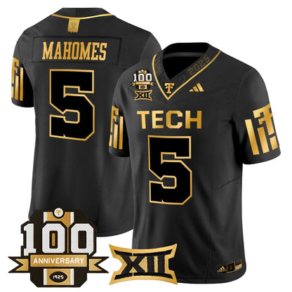 Men's Texas Tech Red Raiders 2025 Gold Vapor Limited Jersey - 100th Anniversary Patch - All Stitched