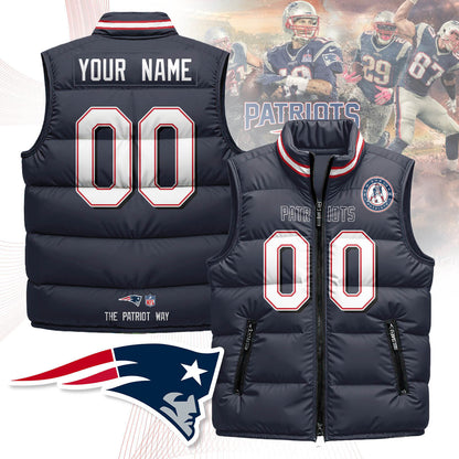 Custom New England Patriots Unisex Puffer Vest