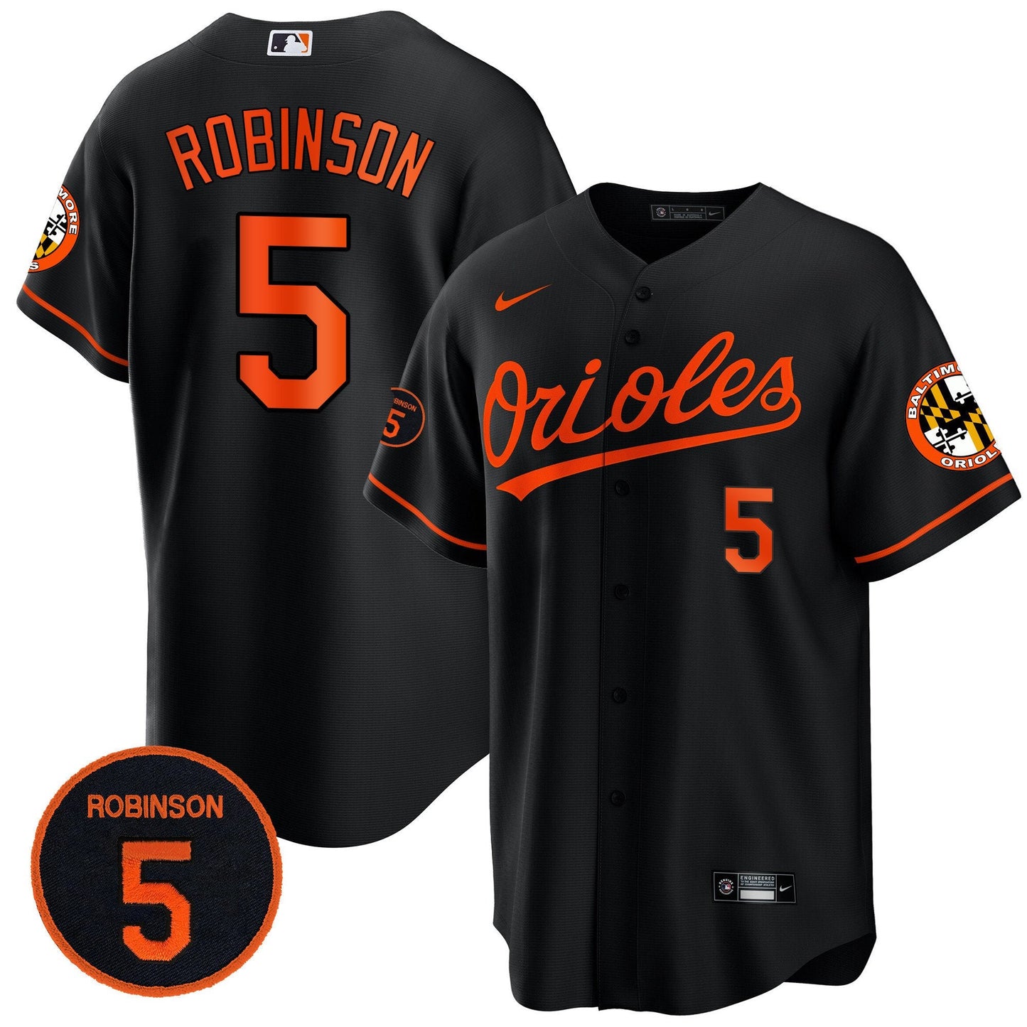 Baltimore Orioles Robinson Patch Cool Base Jersey – All Stitched