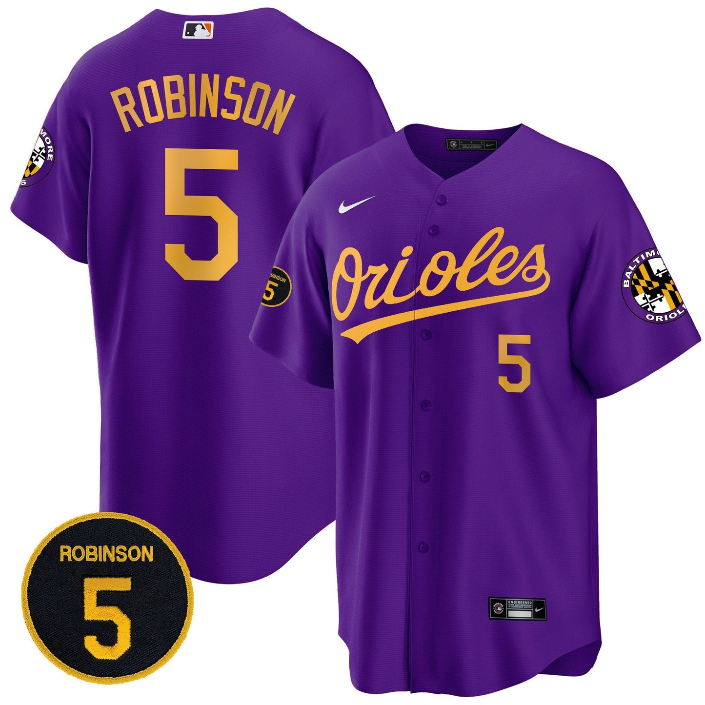 Baltimore Orioles Robinson Patch Cool Base Jersey – All Stitched