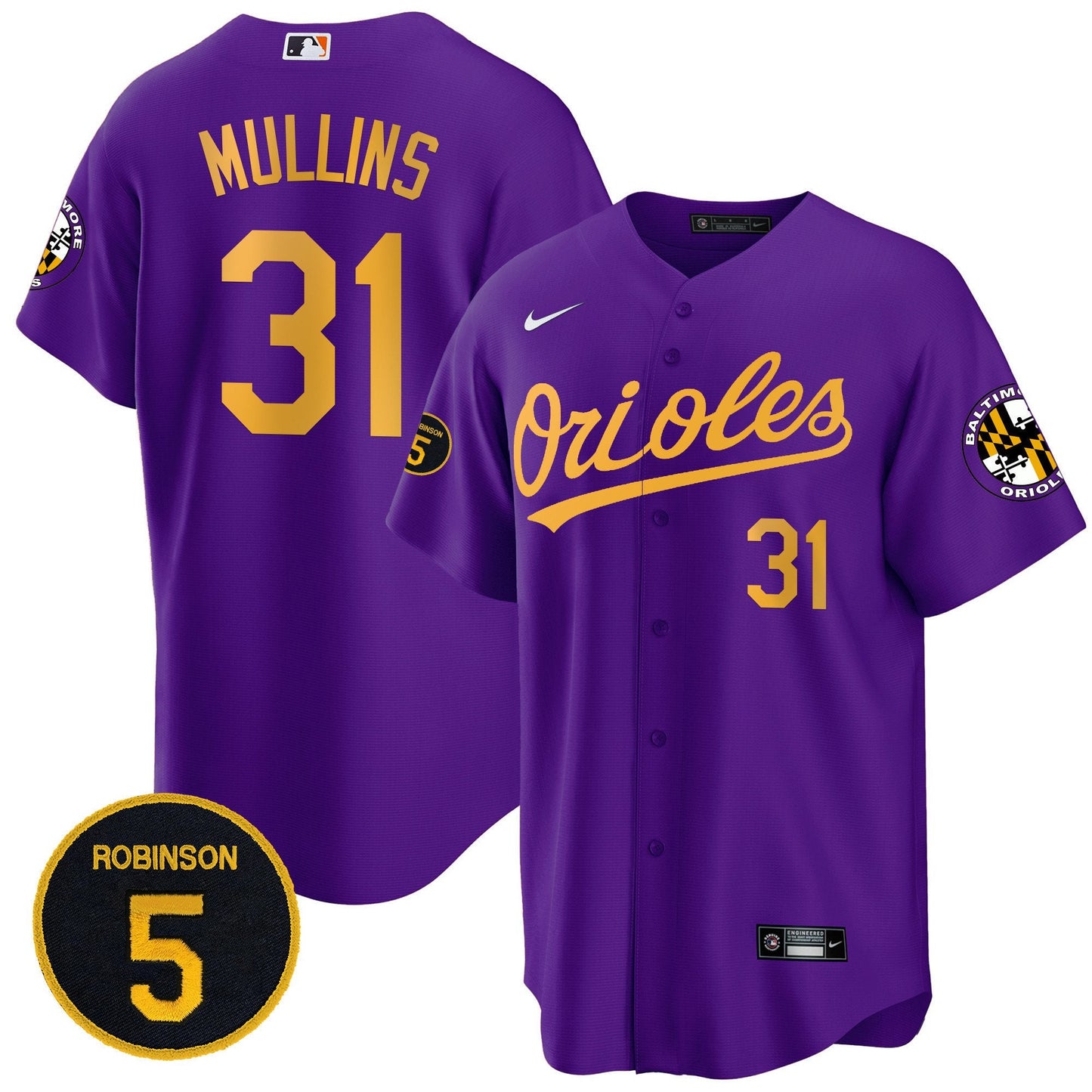 Baltimore Orioles Robinson Patch Cool Base Jersey – All Stitched
