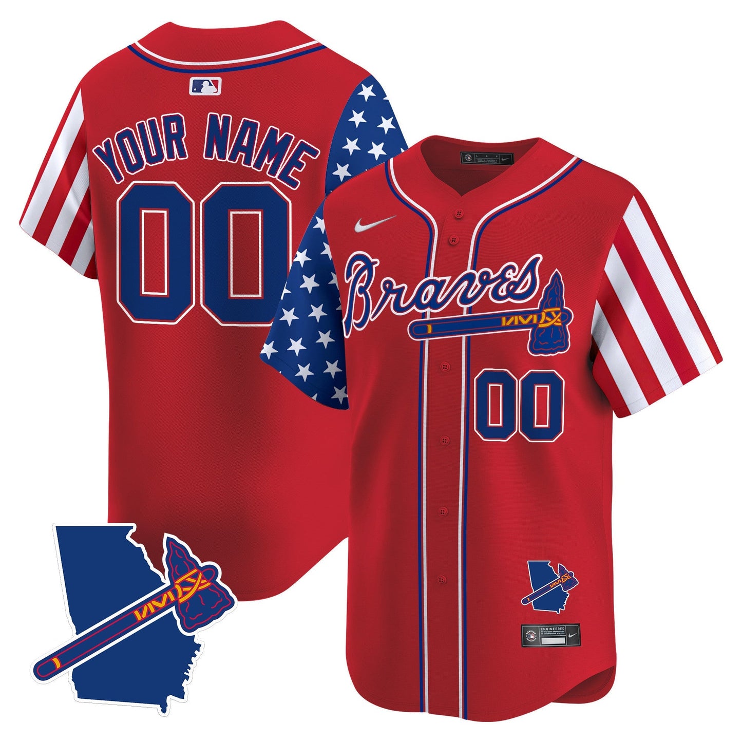Atlanta Braves 2025 Independence Day Vapor Premier Limited Custom Jersey V2 - All Stitched
