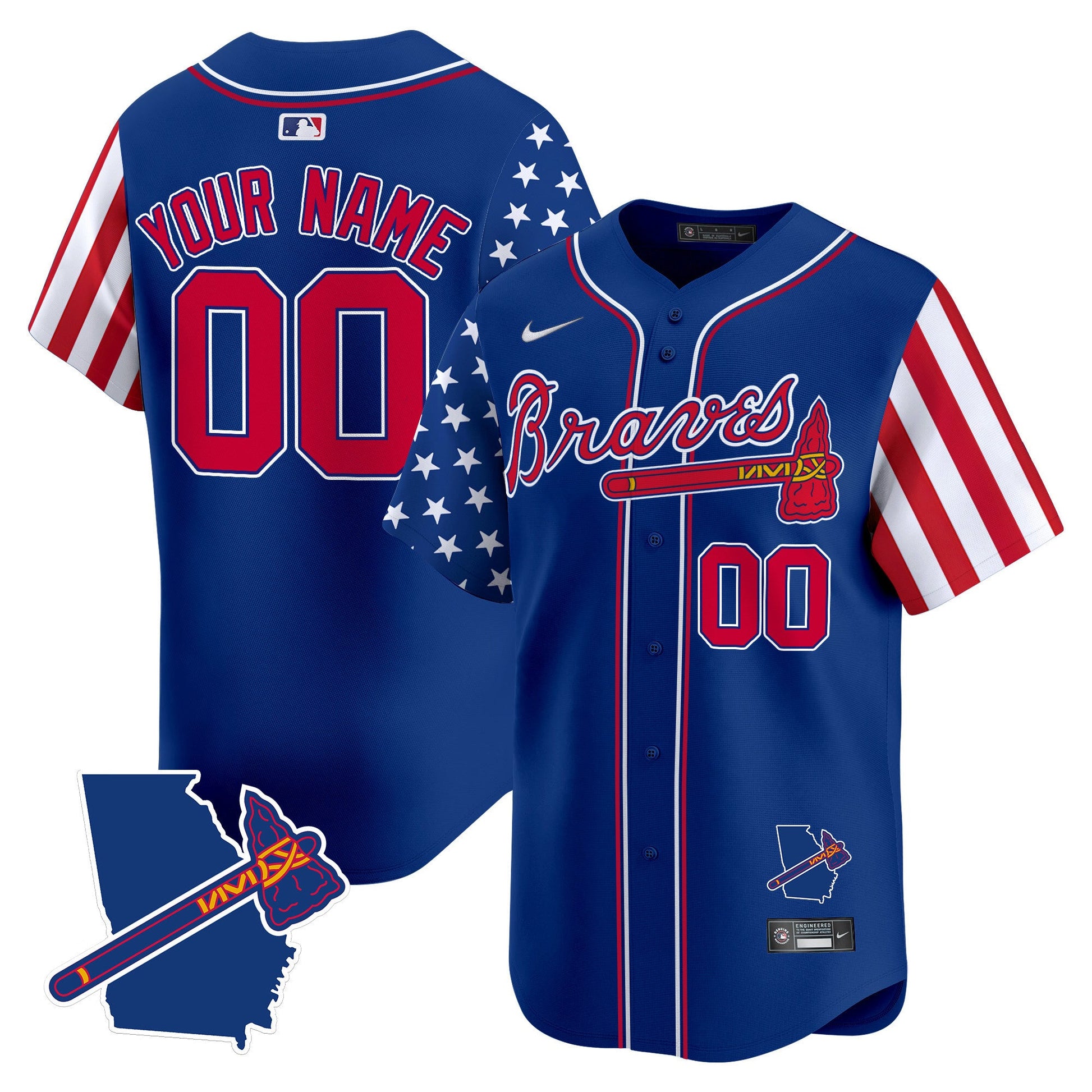 Atlanta Braves 2025 Independence Day Vapor Premier Limited Custom Jersey V2 - All Stitched