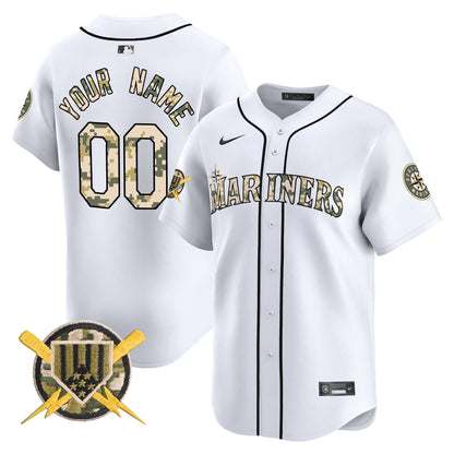 Seattle Mariners Armed Forces Day Vapor Premier Limited Custom Jersey - All Stitched
