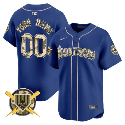 Seattle Mariners Armed Forces Day Vapor Premier Limited Custom Jersey - All Stitched