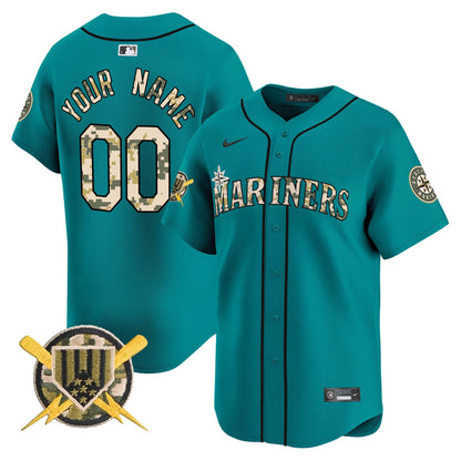 Seattle Mariners Armed Forces Day Vapor Premier Limited Custom Jersey - All Stitched