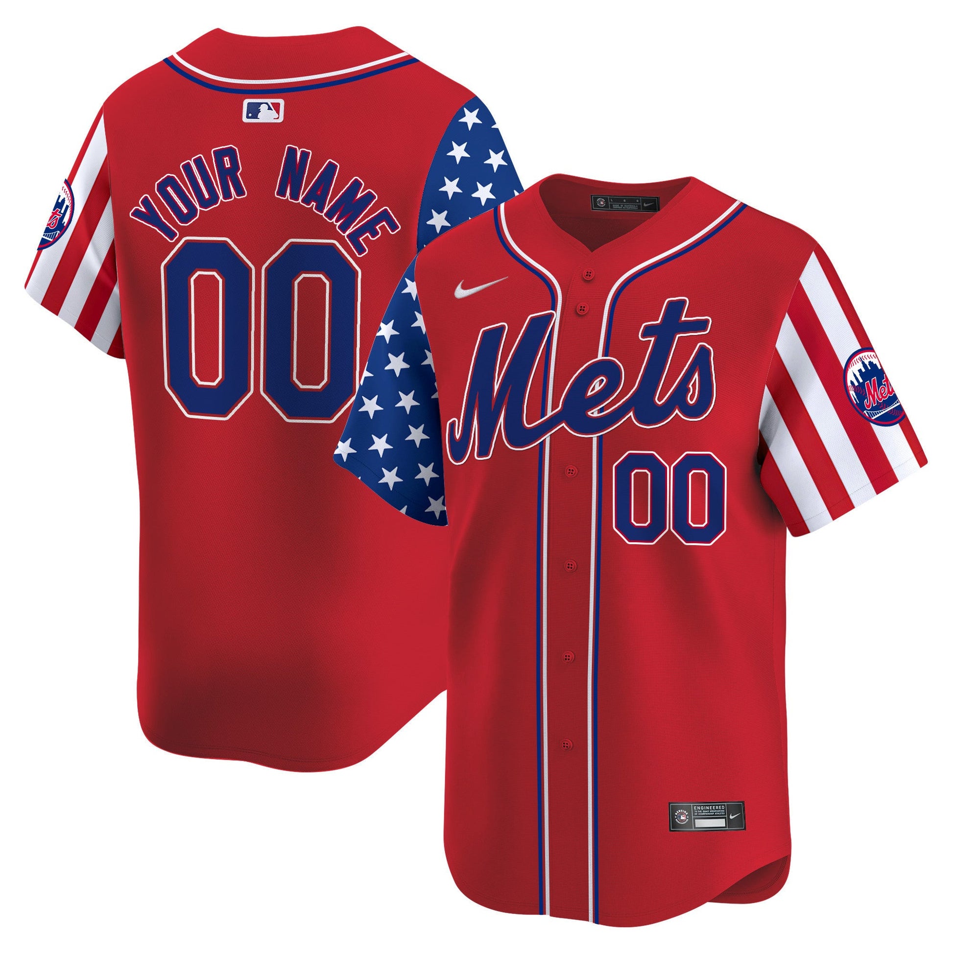 Mets 2024 Independence Day Vapor Premier Limited Custom Jersey - All Stitched