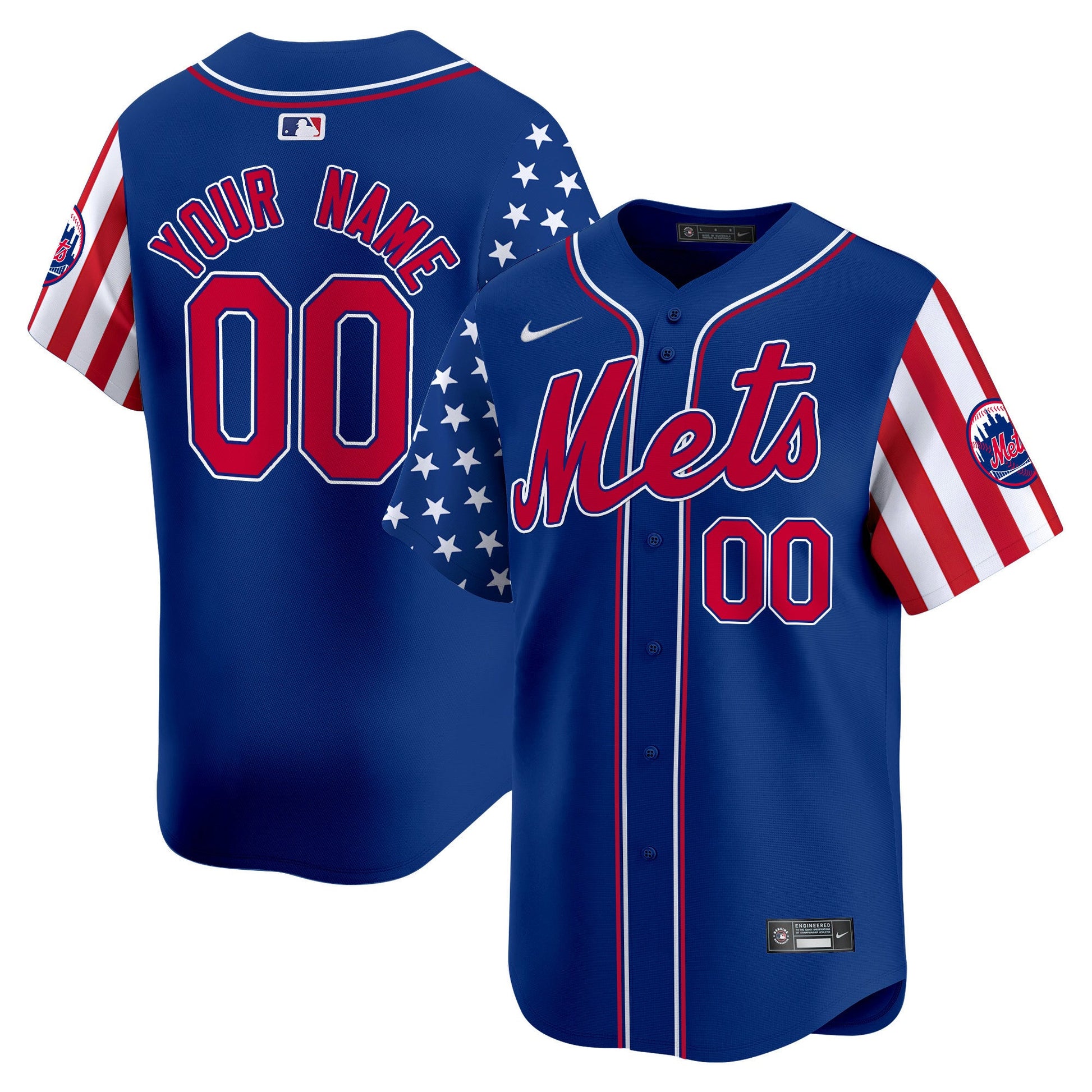 Mets 2024 Independence Day Vapor Premier Limited Custom Jersey - All Stitched
