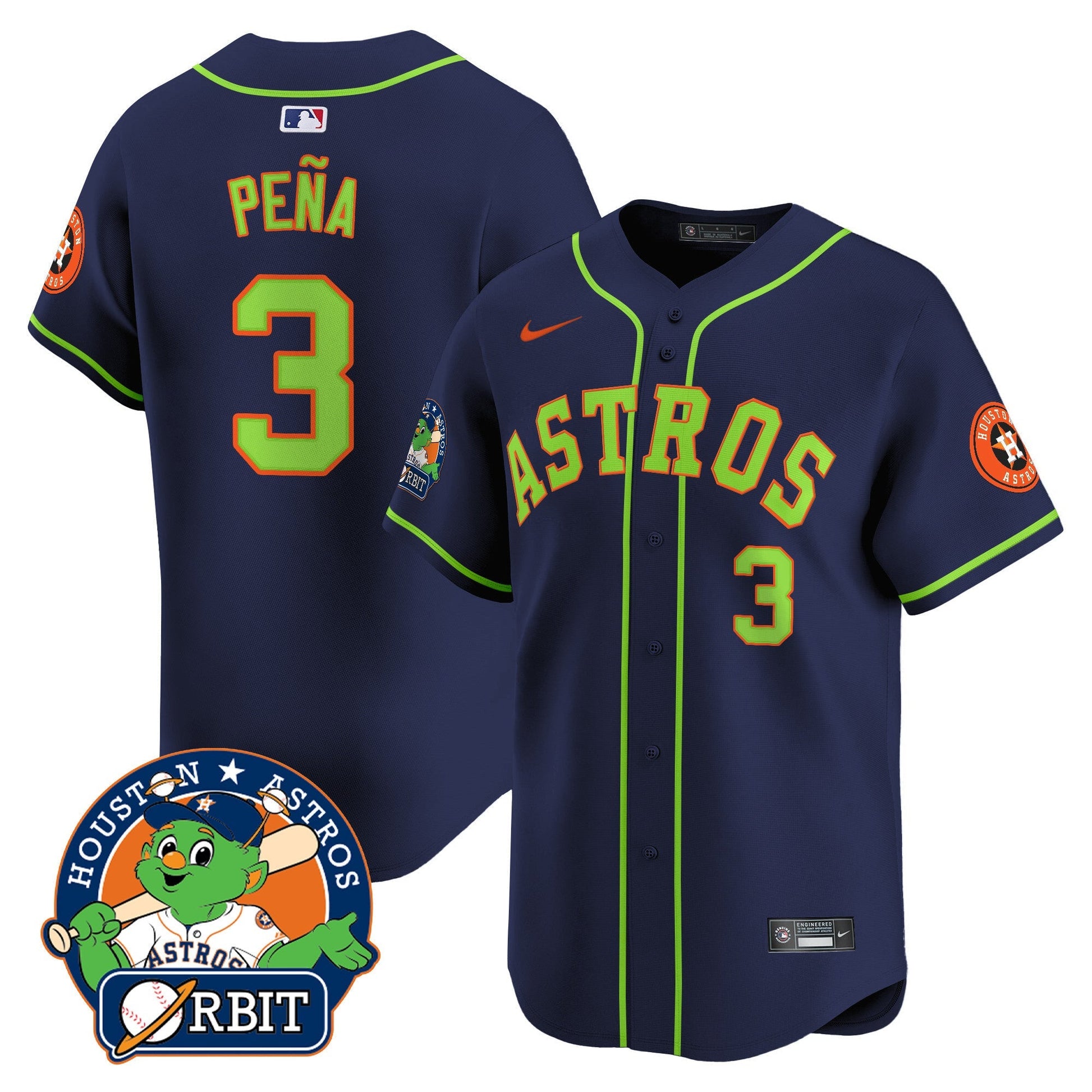 Men's Astros Orbit Patch Vapor Premier Limited Jersey V2 - All Stitched