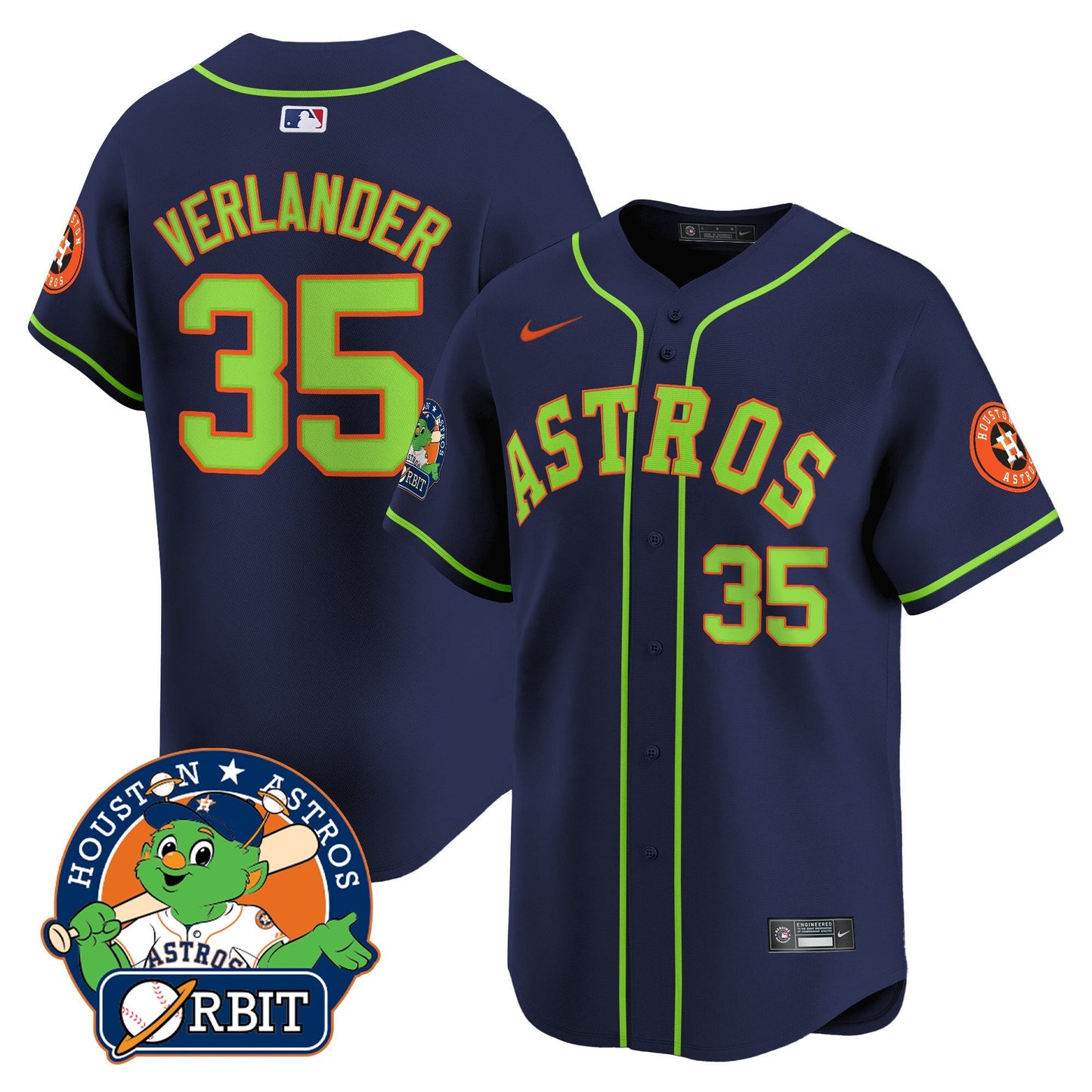 Men's Astros Orbit Patch Vapor Premier Limited Jersey V2 - All Stitched