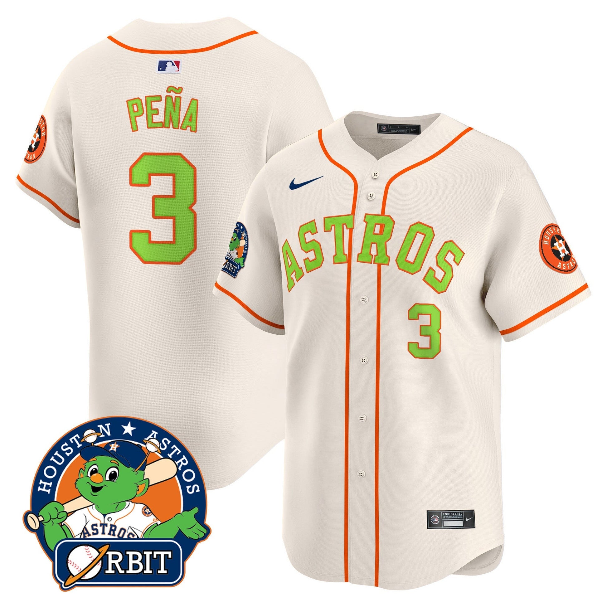 Men's Astros Orbit Patch Vapor Premier Limited Jersey V2 - All Stitched