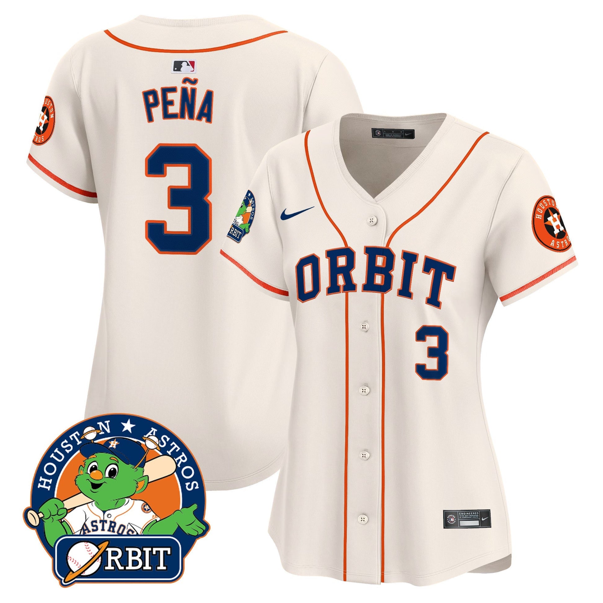 Women's Astros Orbit Patch Vapor Premier Limited Jersey - All Stitched