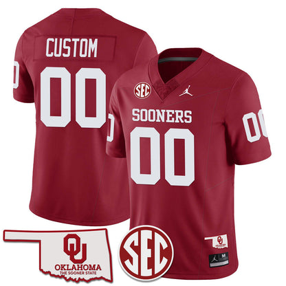 Oklahoma Sooners 2024 SEC Patch Vapor Premier Limited Custom Jersey - All Stitched