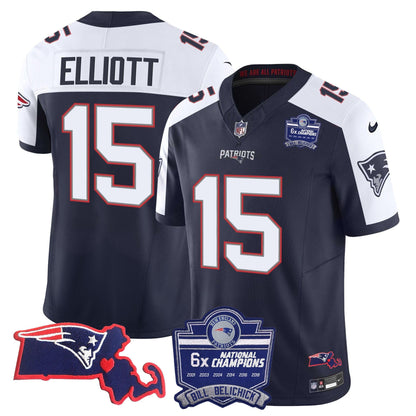 Patriots Bill Belichick 6x Champions Patch Vapor Jersey - All Stitched