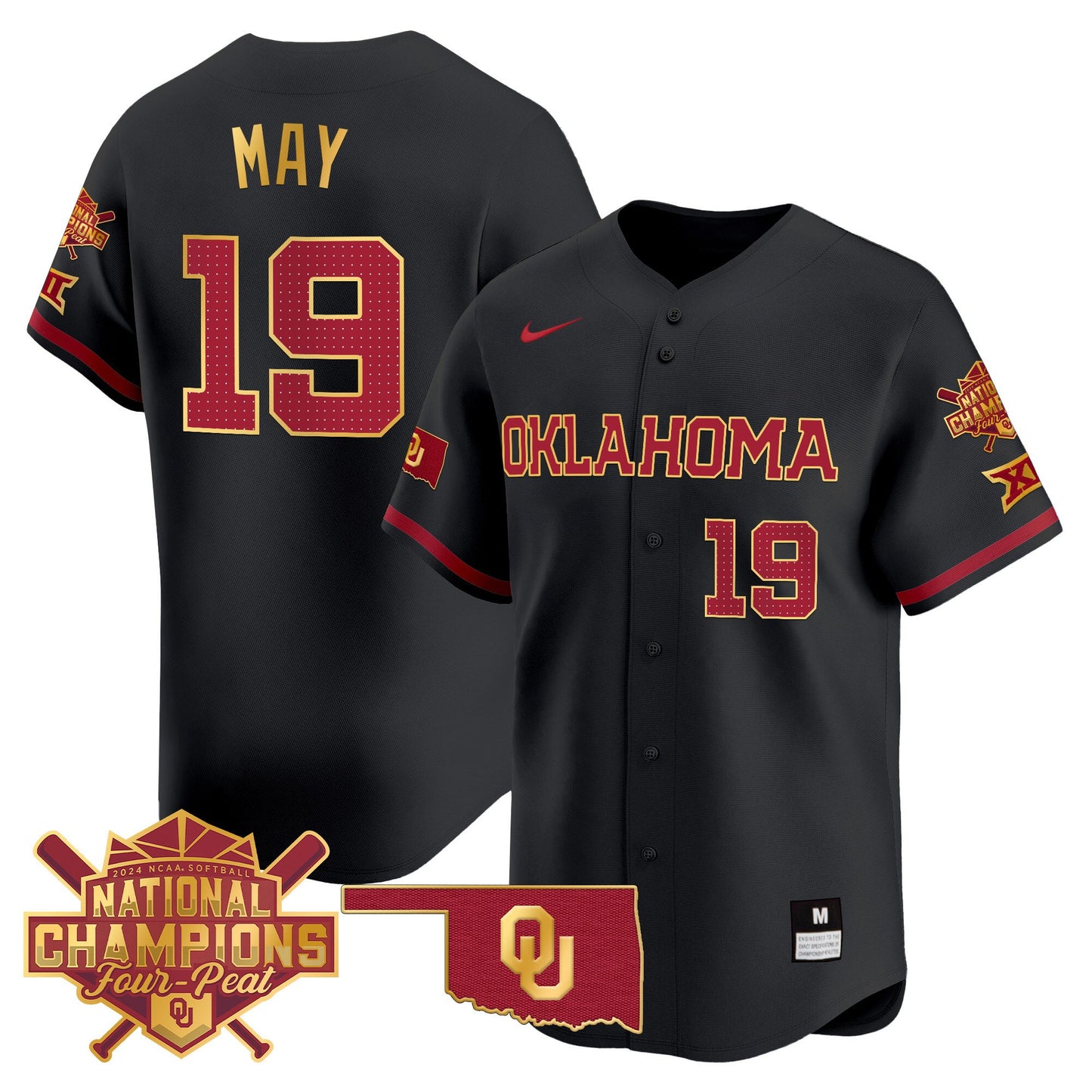 Men's size - Oklahoma Women's Champions Patch Gold Trim Vapor Premier Limited Jersey - All Stitched