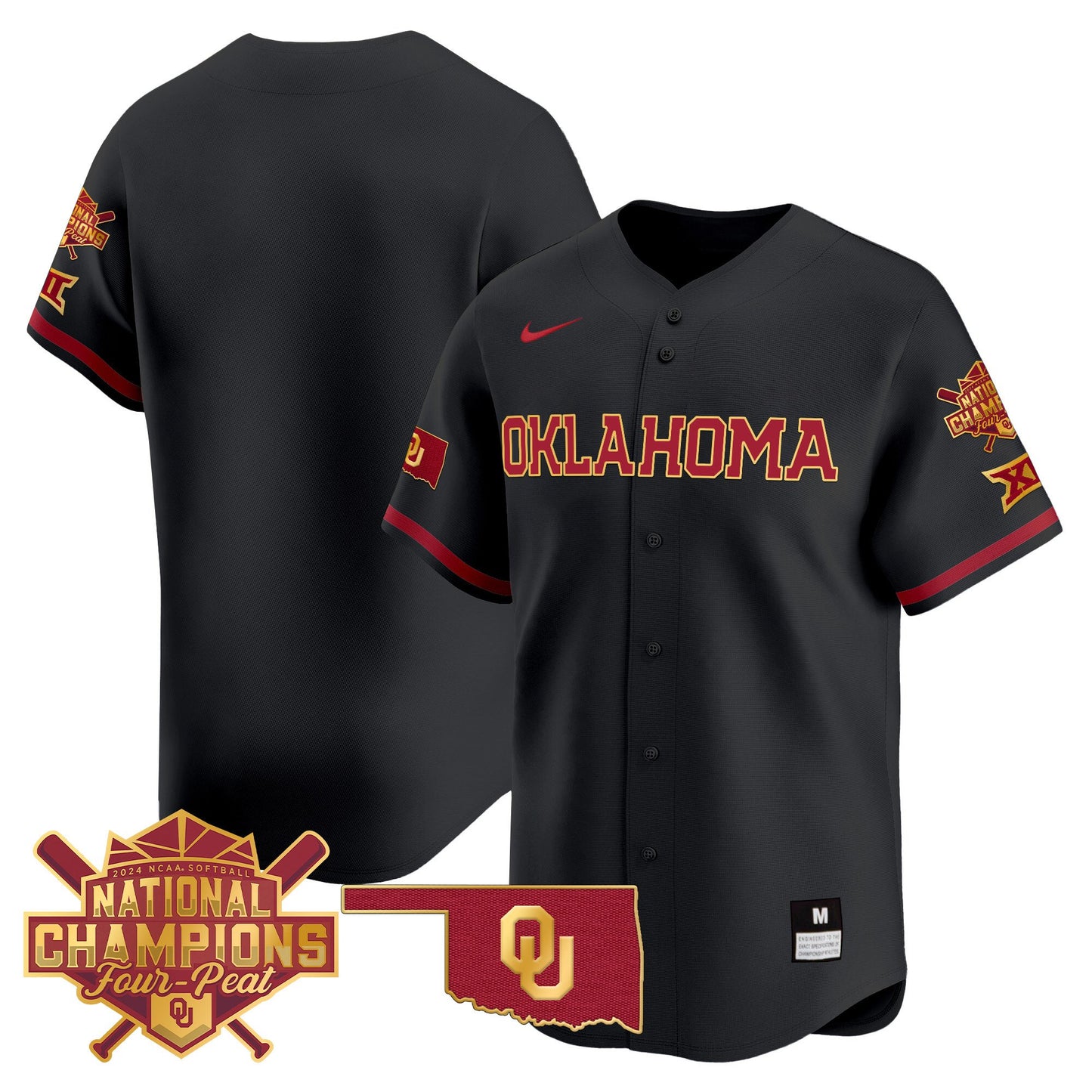 Men's size - Oklahoma Women's Champions Patch Gold Trim Vapor Premier Limited Jersey - All Stitched