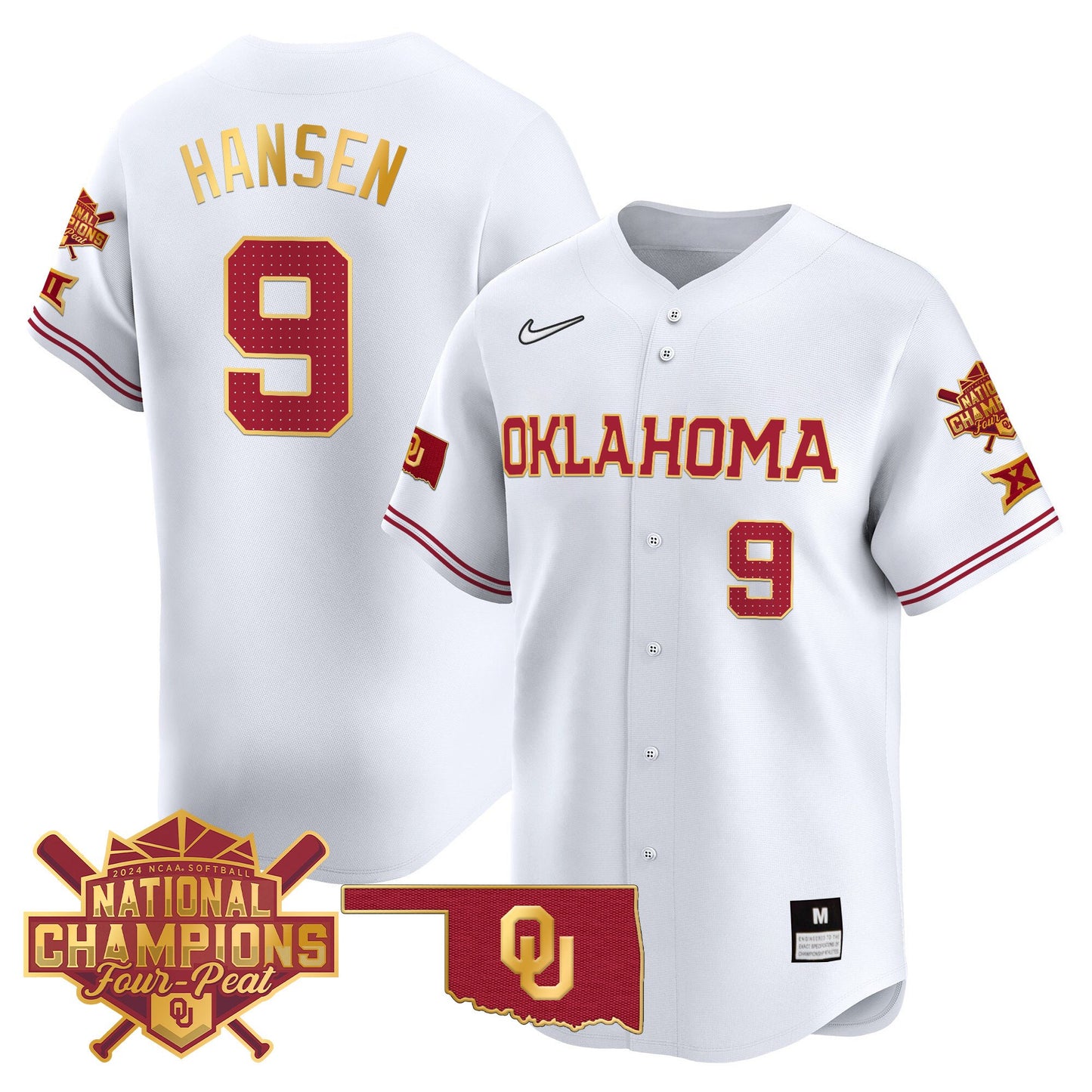 Men's size - Oklahoma Women's Champions Patch Gold Trim Vapor Premier Limited Jersey - All Stitched