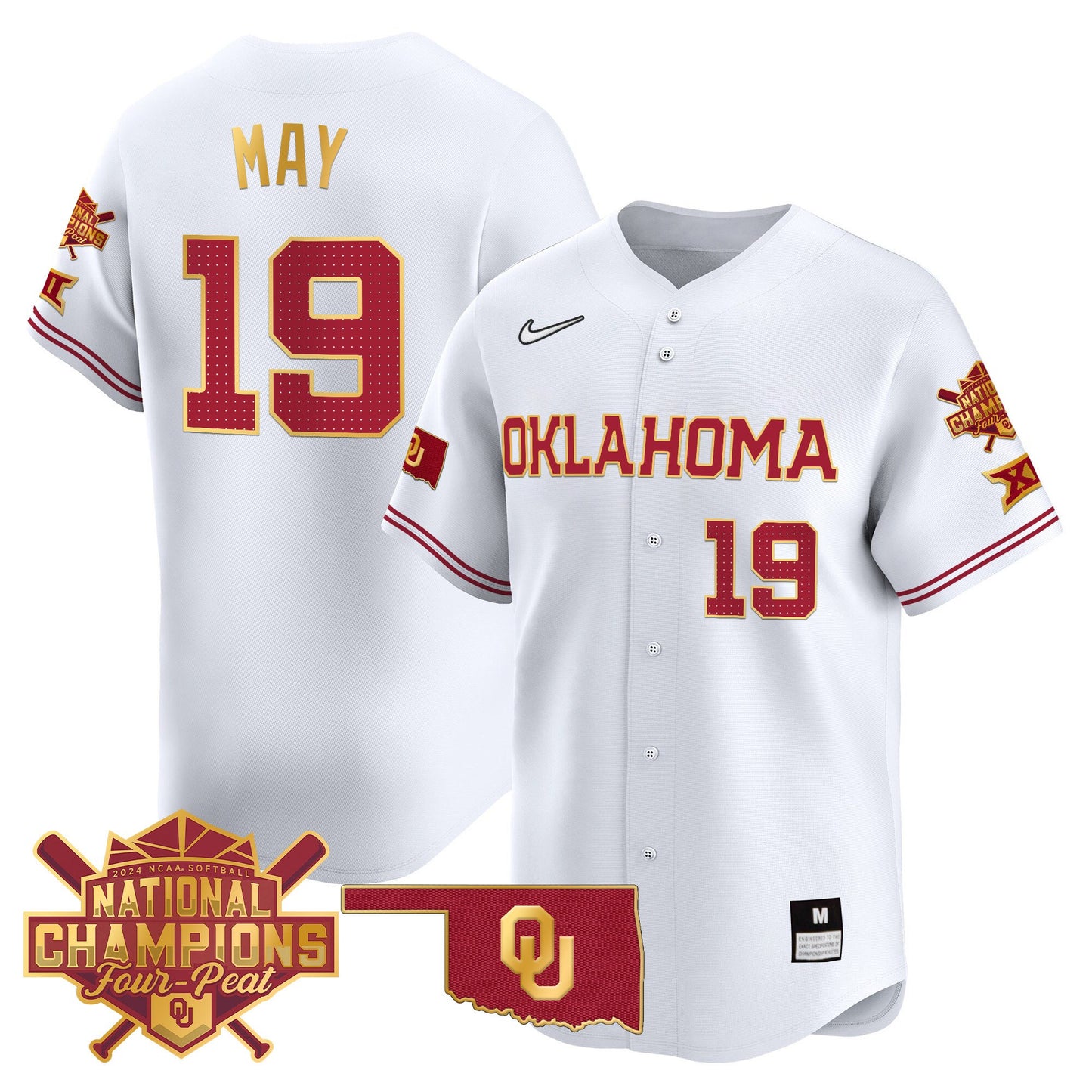 Men's size - Oklahoma Women's Champions Patch Gold Trim Vapor Premier Limited Jersey - All Stitched