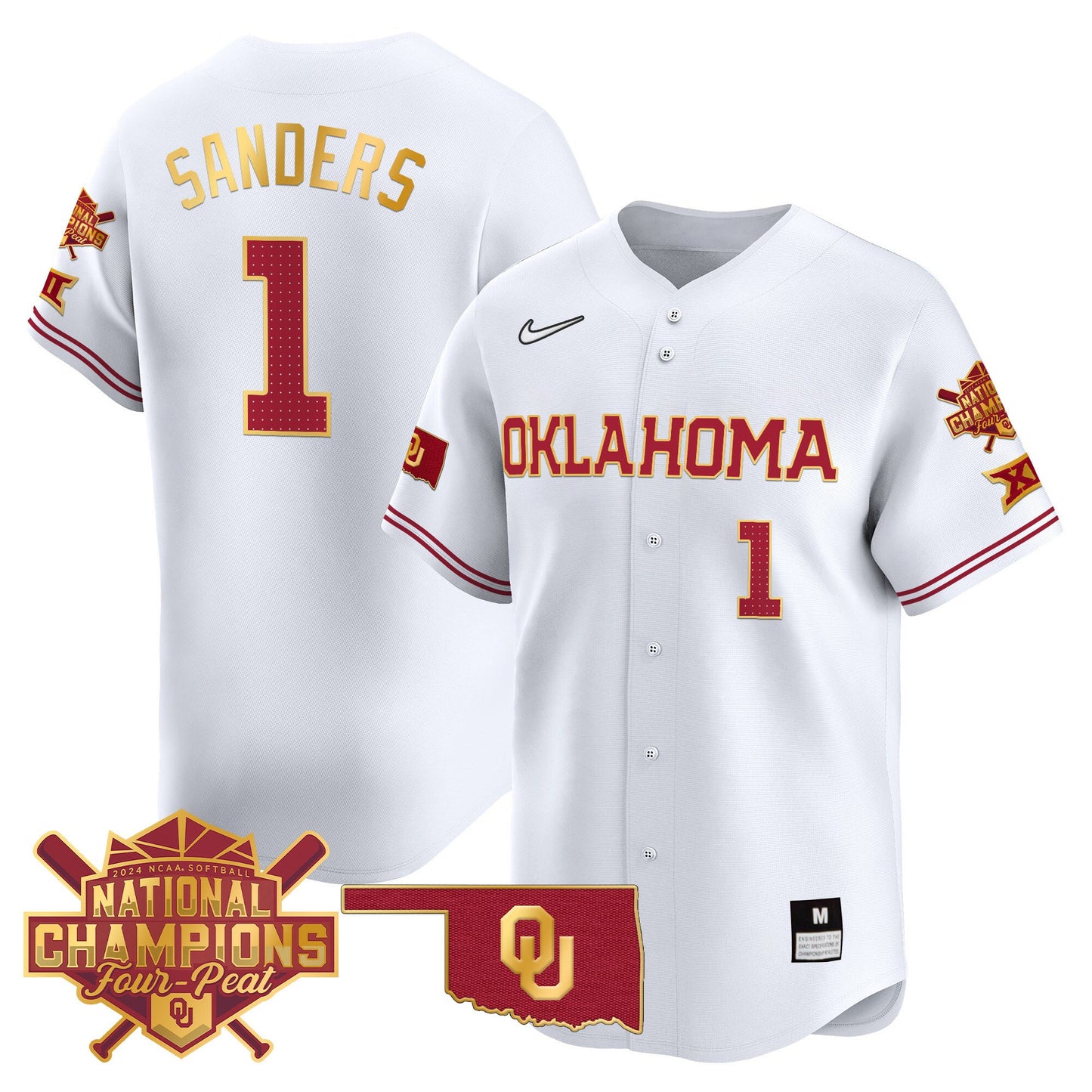 Men's size - Oklahoma Women's Champions Patch Gold Trim Vapor Premier Limited Jersey - All Stitched