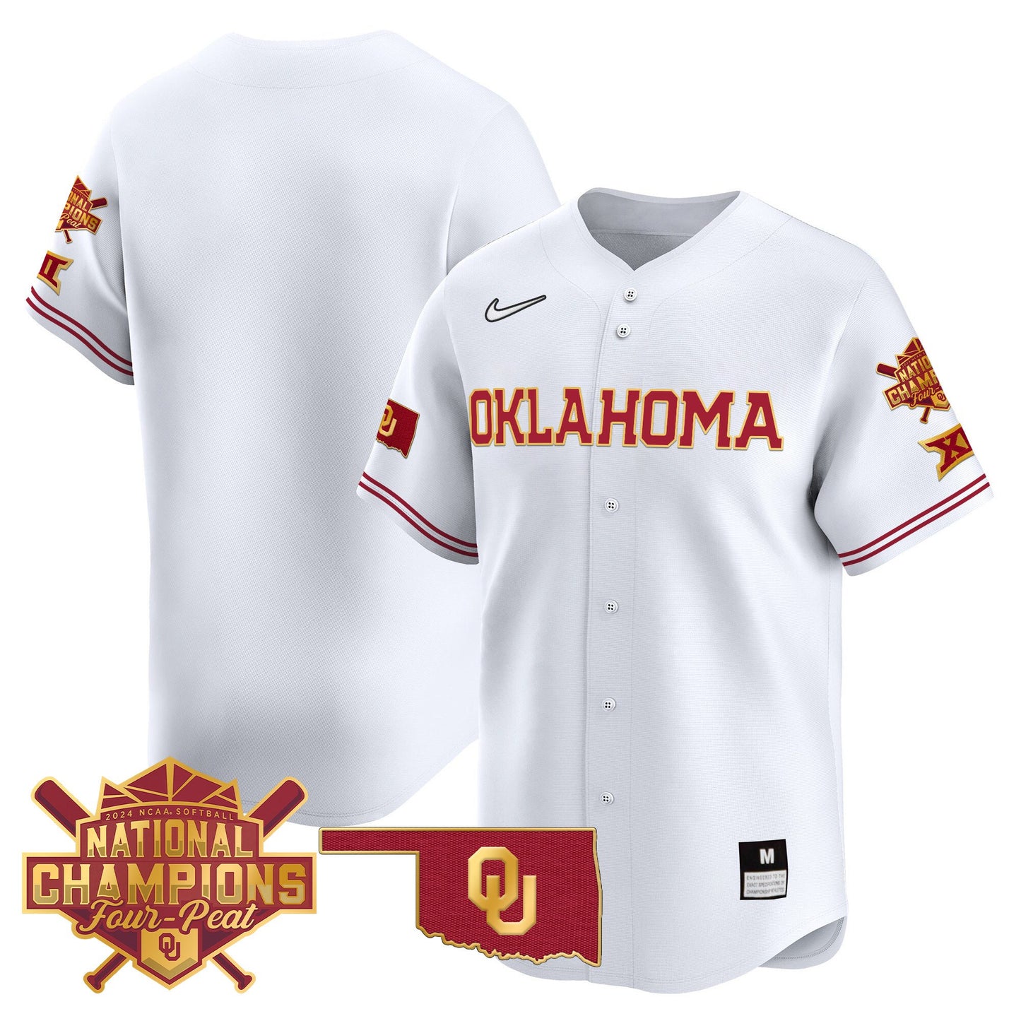 Men's size - Oklahoma Women's Champions Patch Gold Trim Vapor Premier Limited Jersey - All Stitched