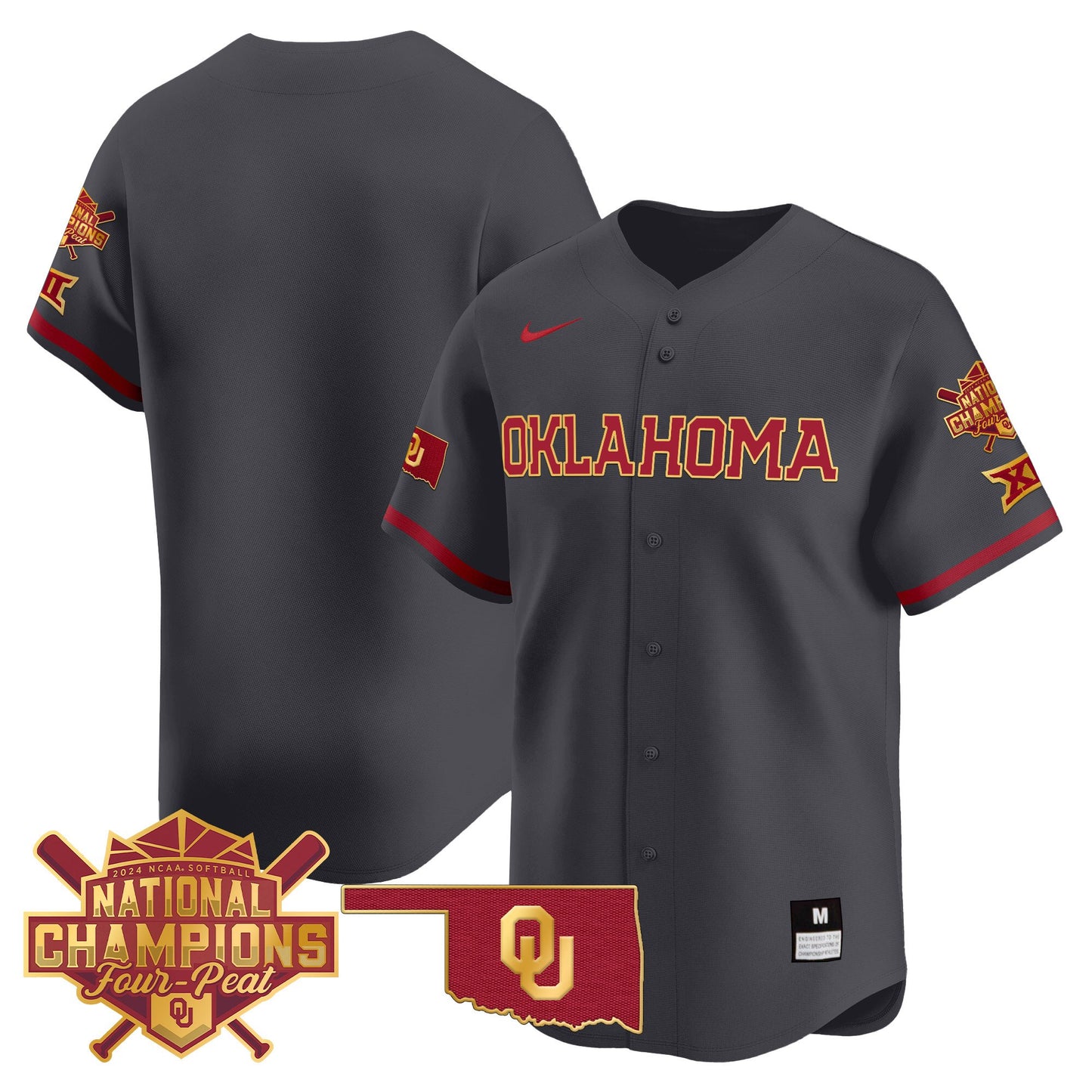 Men's size - Oklahoma Women's Champions Patch Gold Trim Vapor Premier Limited Jersey - All Stitched