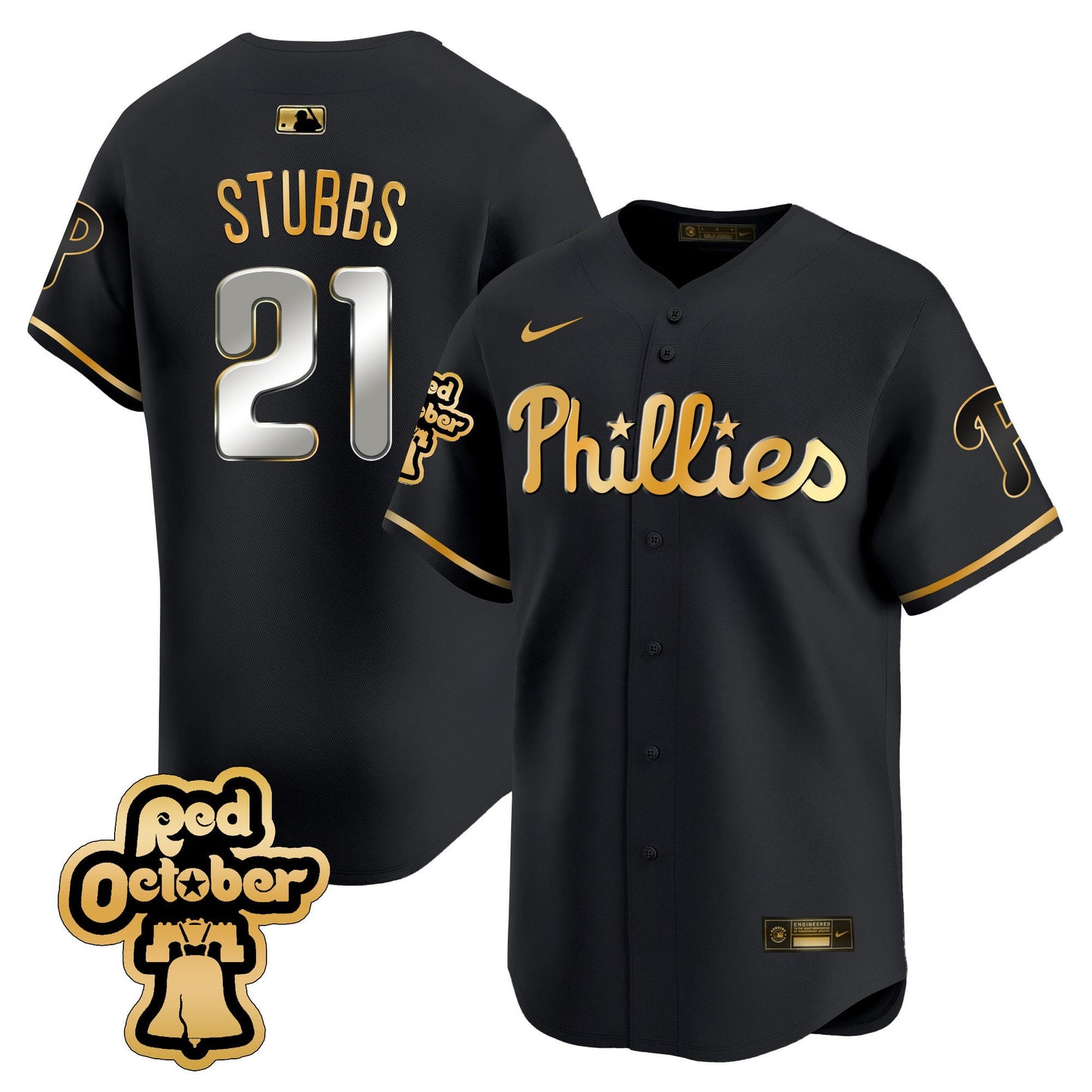 Phillies Red Octorber Patch Vapor Premier Limited Jersey - All Stitched