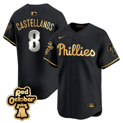 Phillies Red Octorber Patch Vapor Premier Limited Jersey - All Stitched