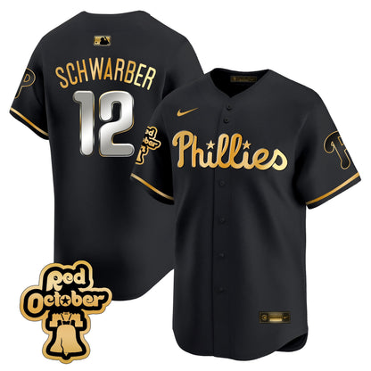 Phillies Red Octorber Patch Vapor Premier Limited Jersey - All Stitched
