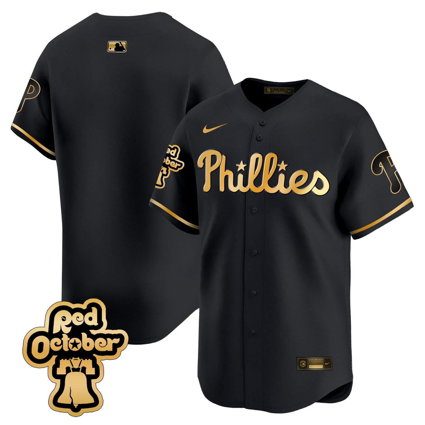 Phillies Red Octorber Patch Vapor Premier Limited Jersey - All Stitched