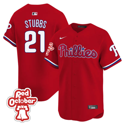 Phillies Red Octorber Patch Vapor Premier Limited Jersey - All Stitched