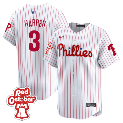 Phillies Red Octorber Patch Vapor Premier Limited Jersey - All Stitched