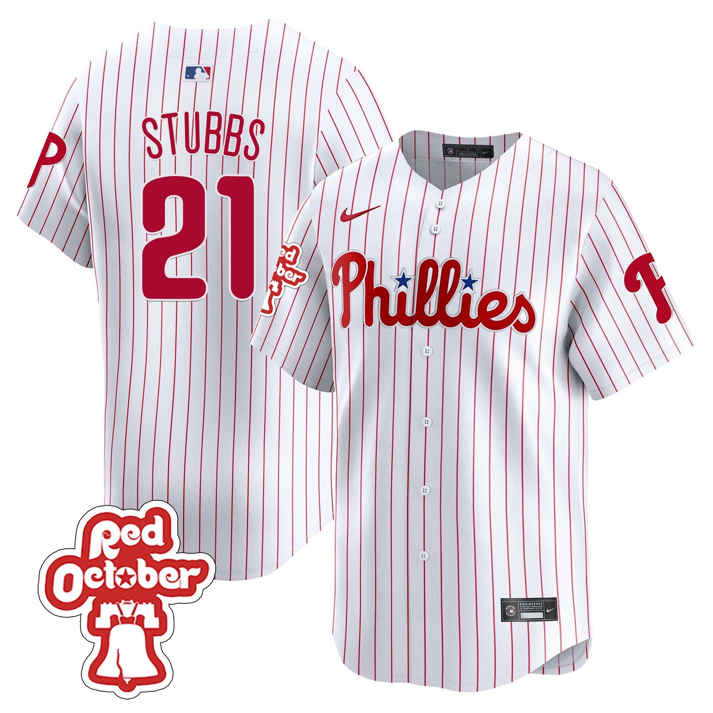 Phillies Red Octorber Patch Vapor Premier Limited Jersey - All Stitched