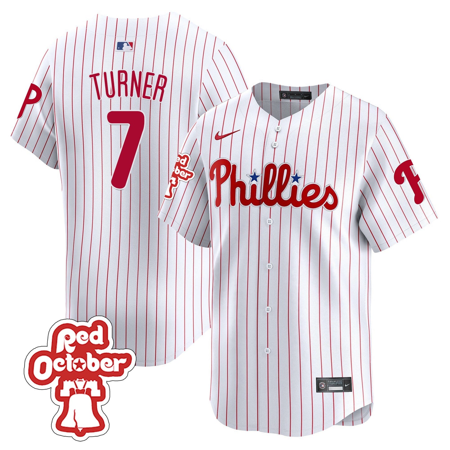 Phillies Red Octorber Patch Vapor Premier Limited Jersey - All Stitched