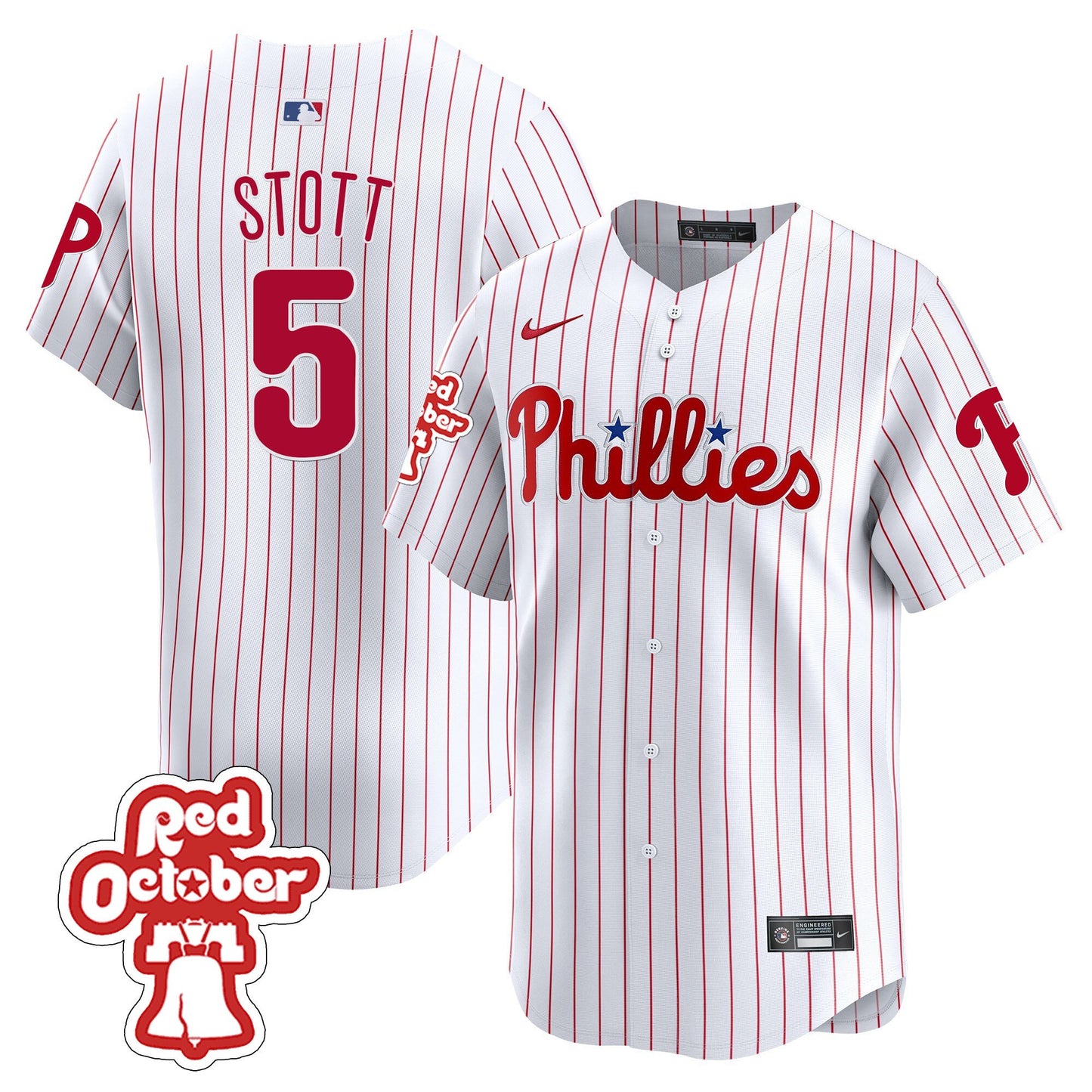 Phillies Red Octorber Patch Vapor Premier Limited Jersey - All Stitched
