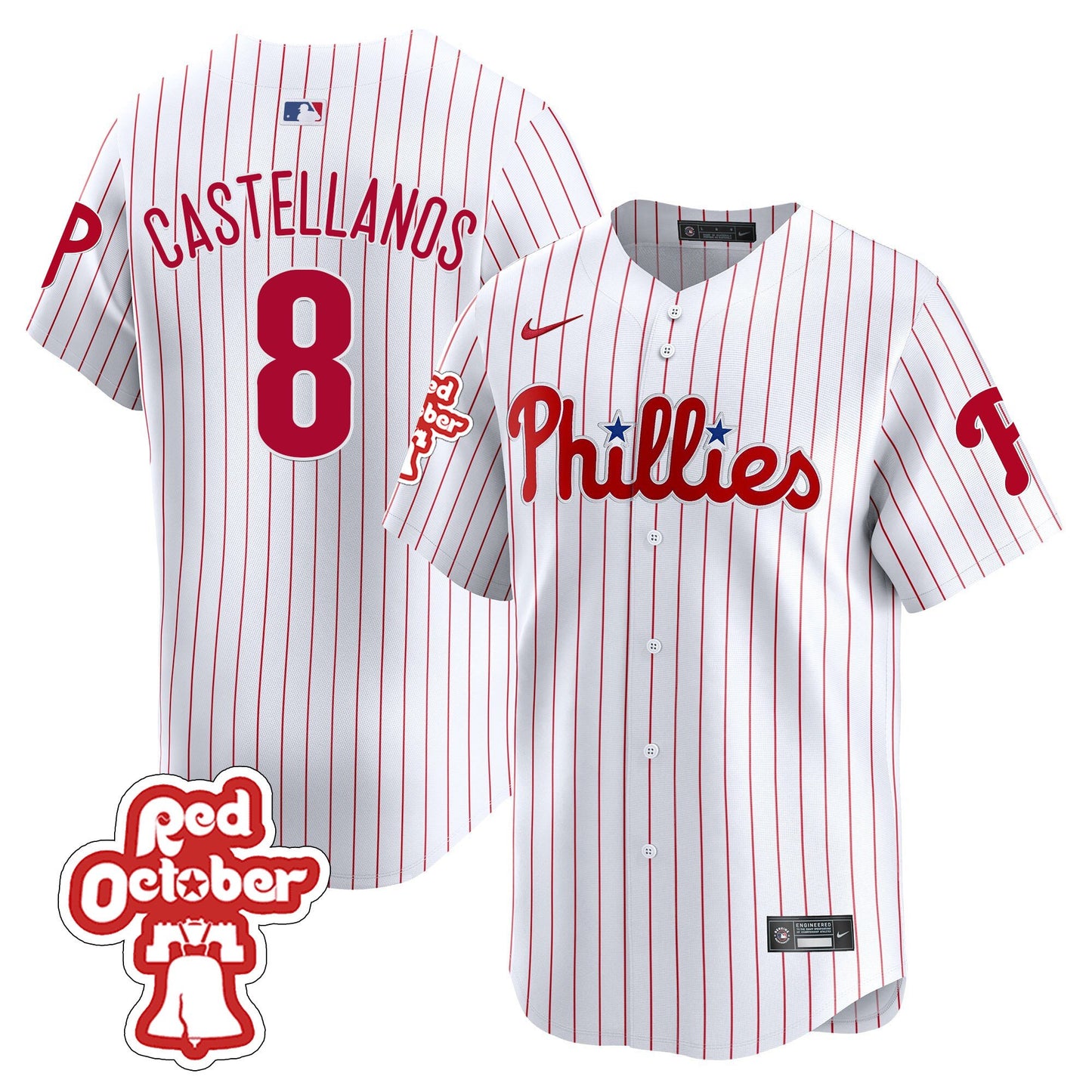 Phillies Red Octorber Patch Vapor Premier Limited Jersey - All Stitched