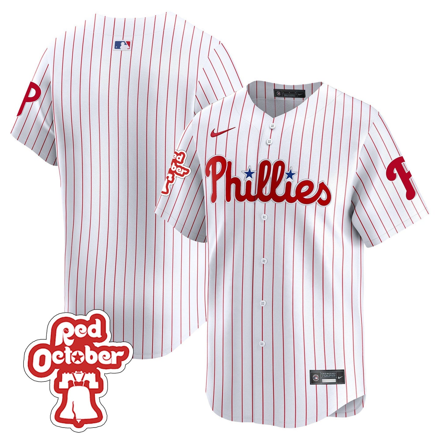 Phillies Red Octorber Patch Vapor Premier Limited Jersey - All Stitched
