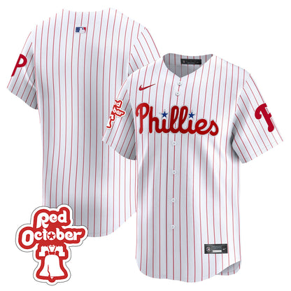 Phillies Red Octorber Patch Vapor Premier Limited Jersey - All Stitched