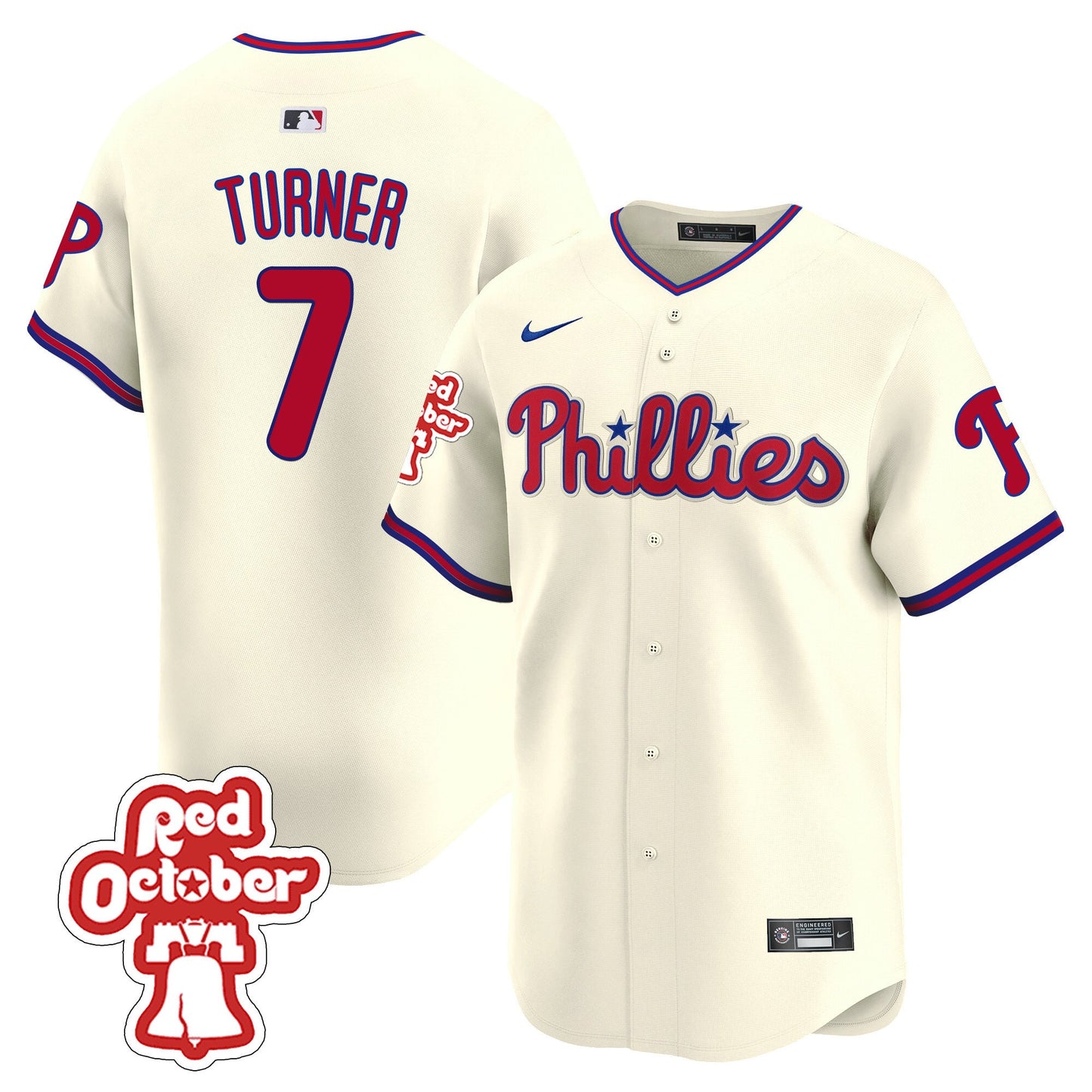 Phillies Red Octorber Patch Vapor Premier Limited Jersey - All Stitched