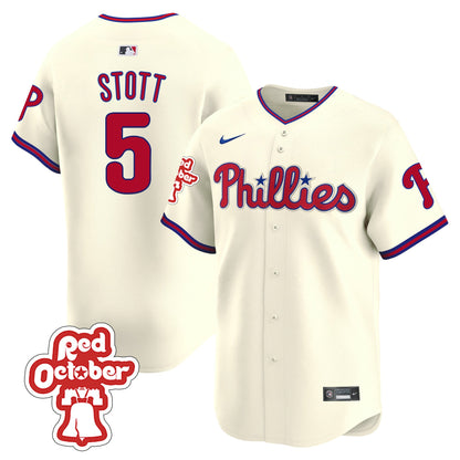 Phillies Red Octorber Patch Vapor Premier Limited Jersey - All Stitched