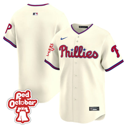 Phillies Red Octorber Patch Vapor Premier Limited Jersey - All Stitched