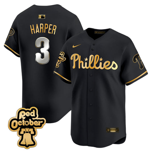 Phillies Red Octorber Patch Vapor Premier Limited Jersey - All Stitched