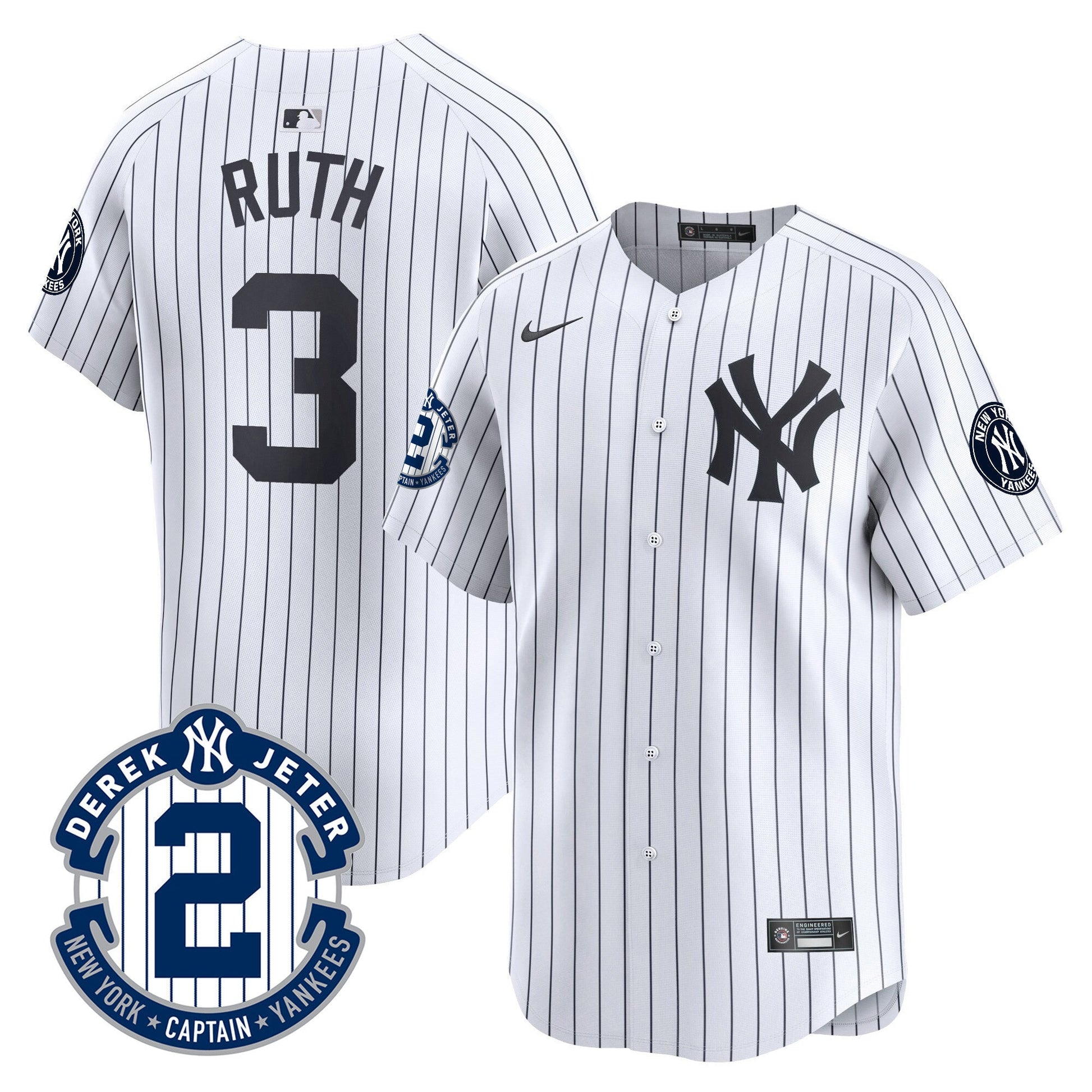 Men's Yankees Derek Jeter Patch Vapor Premier Limited Jersey - All Stitched